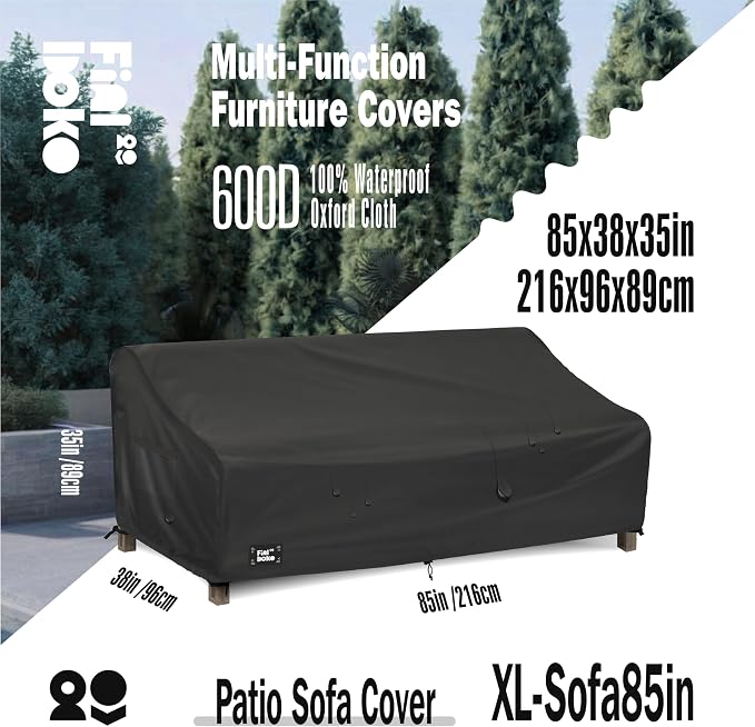 3-Seater Outdoor Couch Cover, 100% Waterproof Heavy Duty Patio Furniture Covers - Image 2