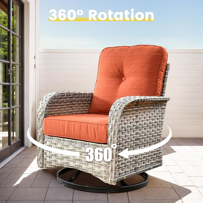 Outdoor Sectional Patio Furniture Set, 8 Pieces Wicker Conversation Sets L - Image 4