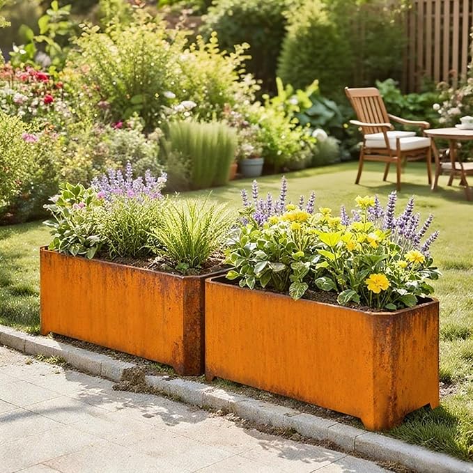 Corten Steel Planter Box-32"x15"x15"-Large Rectangular Planters - Image 5