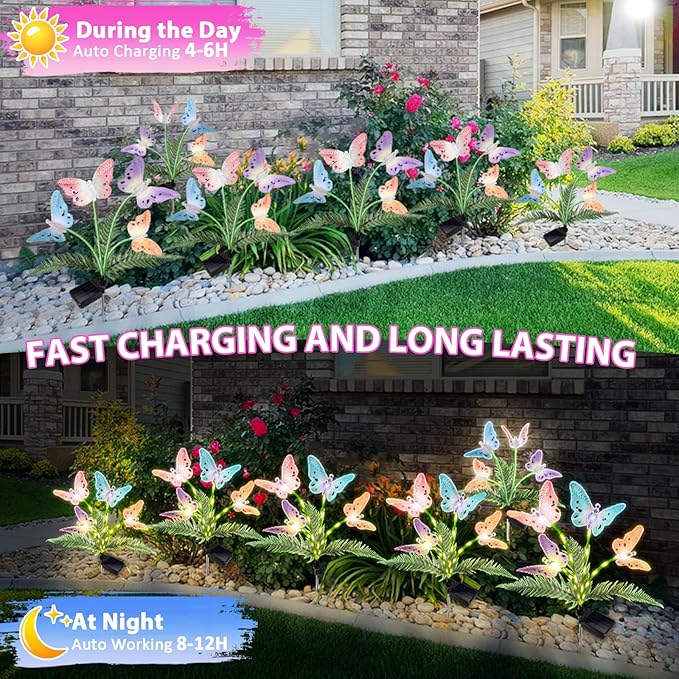 Solar Garden Lights 4 Pack Waterproof Decorative Solar Lights Outdoor - Image 4