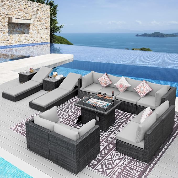 NICESOUL 13 Piece Outdoor Wicker Patio Furniture by NICESOUL