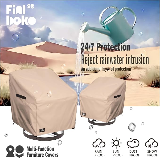 Patio Chair Covers 2 Pack, 35Wx37Dx38H inches Outdoor Chair Covers, 100% - Image 9