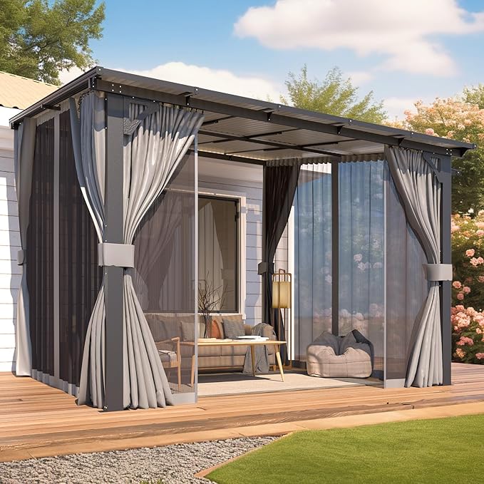 AECOJOY 10’ x 10’ Gazebo, Wall Mounted Gazebos Pergola by AECOJOY