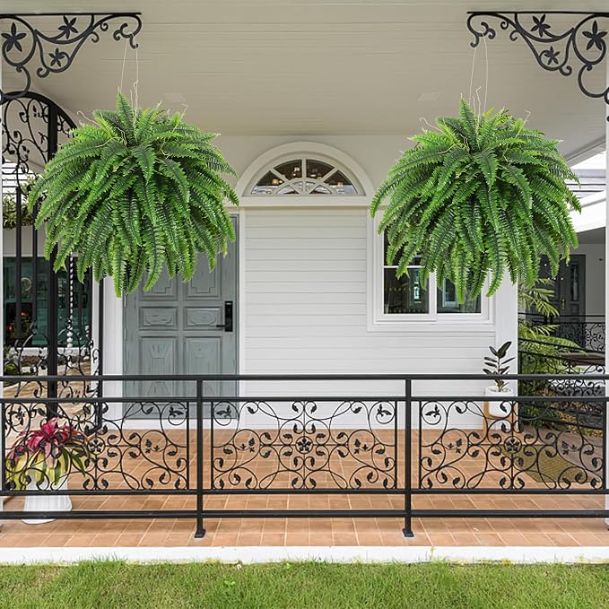 Single Silky Artificial Boston Fern Bush, 49Inch Large Artificial Ferns - Image 5