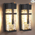 Hammered Glass Outdoor Wall Lantern, Dusk to Dawn Wall Sconce Lighting by WIHTU
