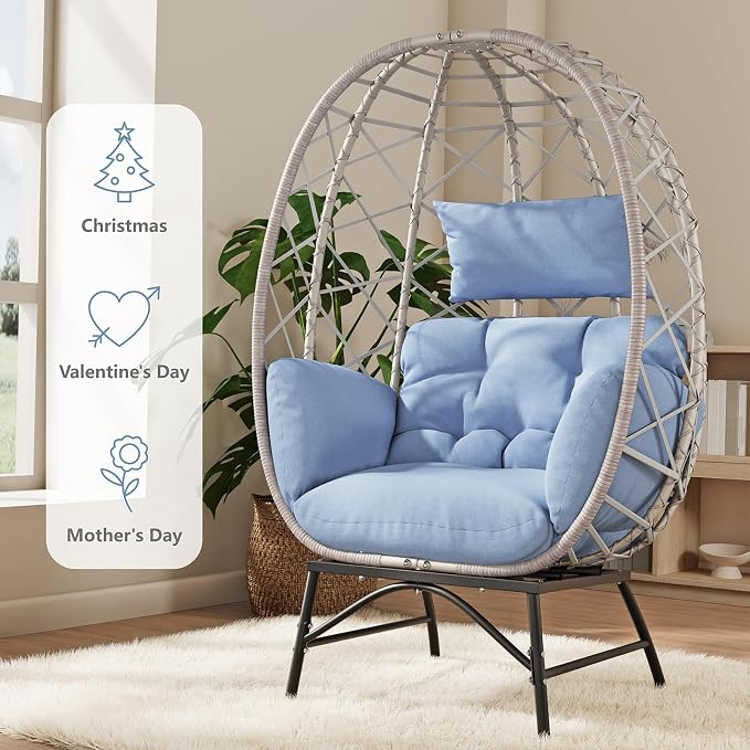 SWITTE Wicker Egg Chair Outdoor, Oversized Patio Lounge Chairs - Image 4