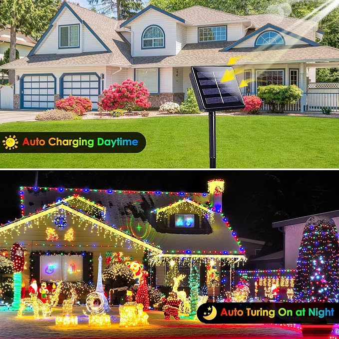 Extra-Long 144FT Solar String Lights Outdoor, 2 Pack 400LED Solar Fairy Lights - Image 4