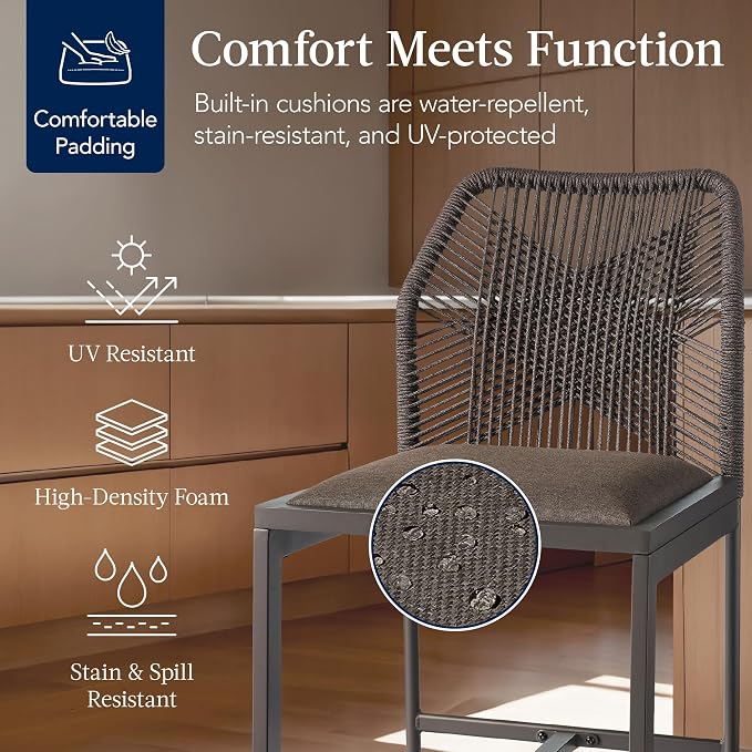 Best Choice Products Indoor Outdoor Counter Height Bar Stools Set of 2 - Image 4