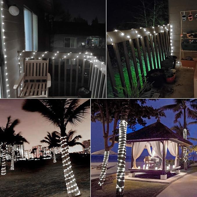 Solar Rope String Lights Outdoor 72Ft 200 Led Waterproof Solar Powered Fairy - Image 6