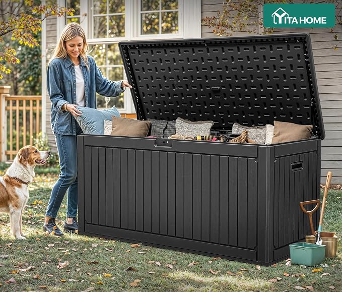 YITAHOME 260 Gallon Extra Large Deck Box, Double-Wall Resin Outdoor Storage Box - Image 9