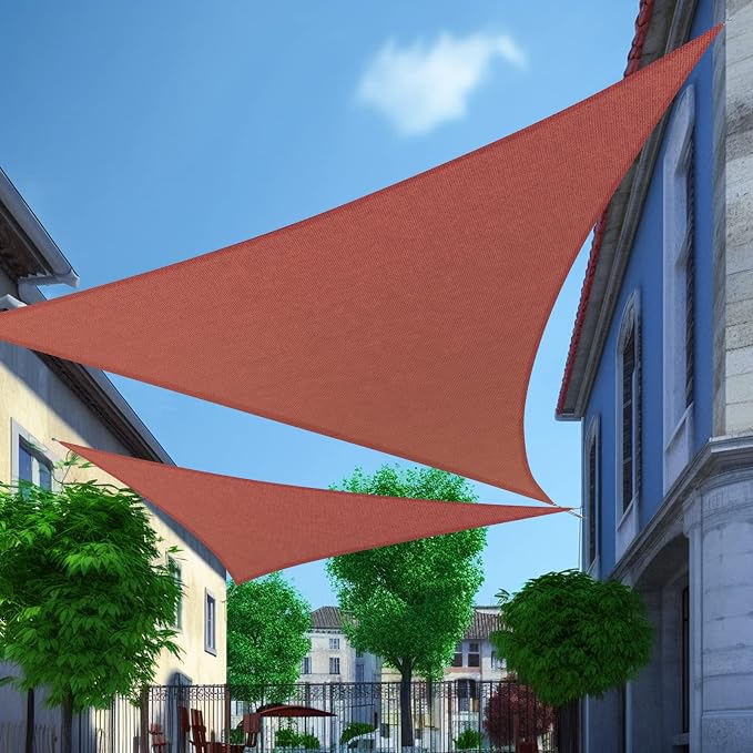 Shade&Beyond Shade Sail 14'X14'X19.8' Triangle Rust Red Breathable UV Block by ShadeBeyond