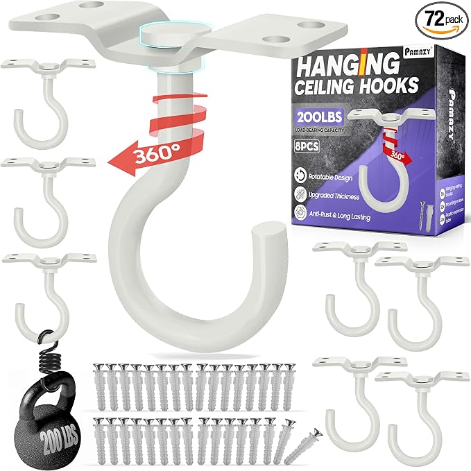 200LBS 8Pcs Rotatable Ceiling Hooks by Pamazy