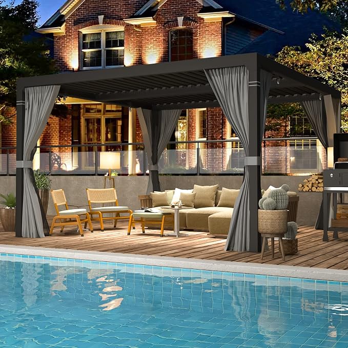 EROMMY Louvered Pergola 10' x 10' Outdoor Hard Top Pergola - Image 8