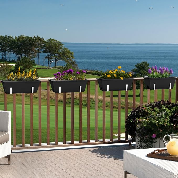 smusei Railing Planter Box 4 Pack Window Boxes Planters - Image 6
