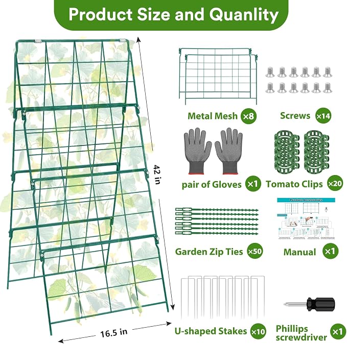 17 x 42 Inch Garden Trellis for Raised Beds Foldable Climbing Plant Support - Image 3