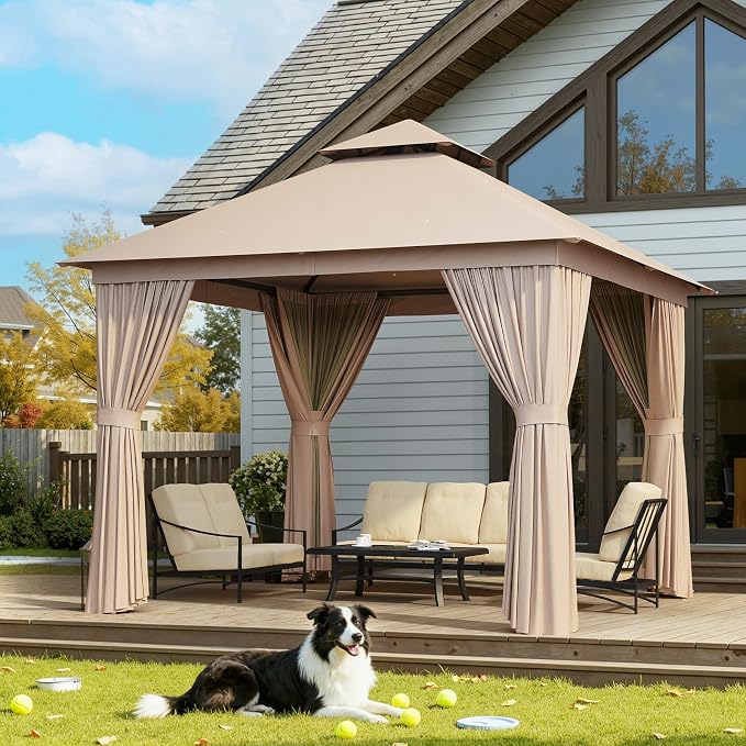 Aoxun Outdoor Gazebo for Patio 10x10 Metal Frame Canopy - Image 4
