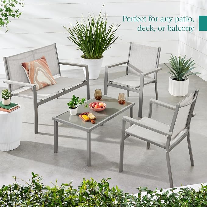 Best Choice Products 4-Piece Outdoor Textilene Patio Conversation Set, Backyard - Image 3