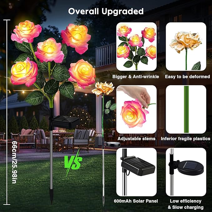 10 Pack Solar Flowers Lights Outdoor Waterproof - Image 6