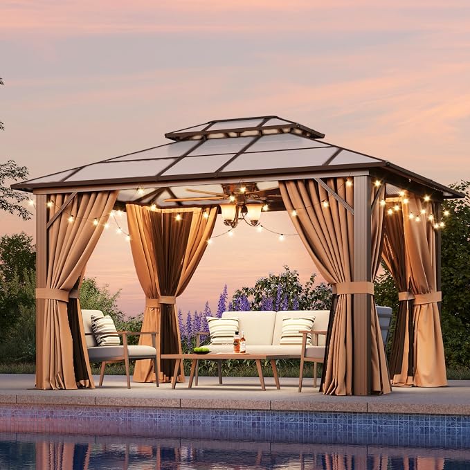 Aoxun 10'x12' Hardtop Gazebo, Outdoor Metal Gazebo by Aoxun