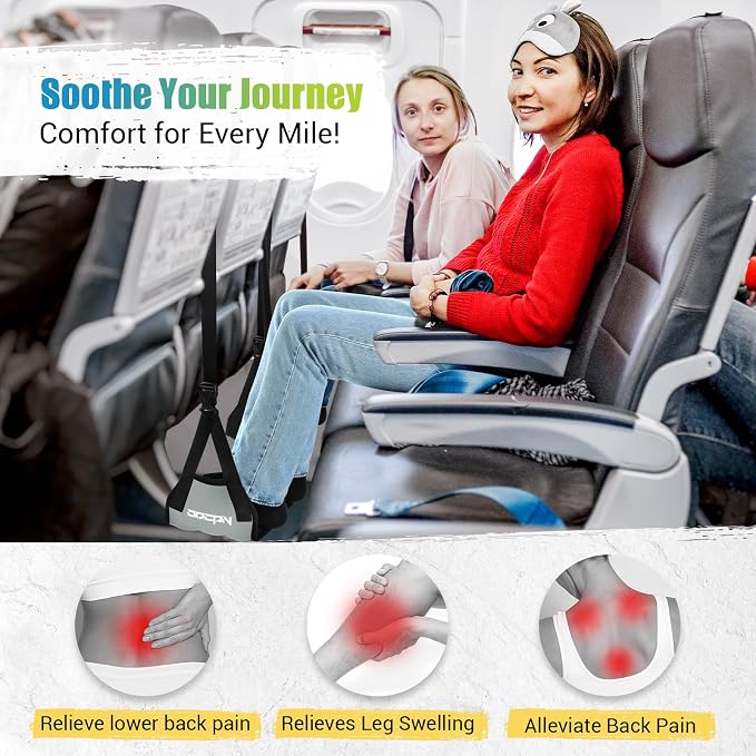 2-Pack Foot Hammock for Plane Travel, No Collapse Thickened Bamboo Airplane - Image 3