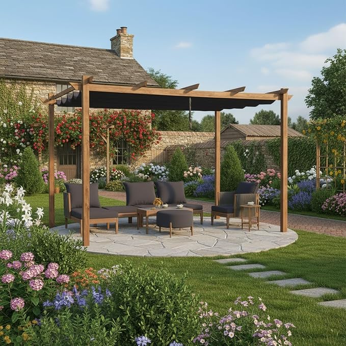 PURPLE LEAF 10' x 13' Outdoor Retractable Pergola by PURPLELEAF