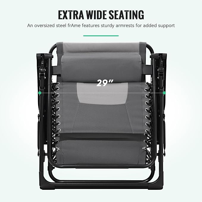 JEAREY Oversized Padded Zero Gravity Chairs, Folding Lounge Chair Outdoor Patio - Image 4