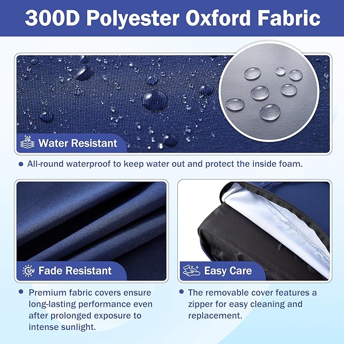 Outdoor Seat Cushion Set, Waterproof & Fade Resistant Patio Chair Cushions - Image 3