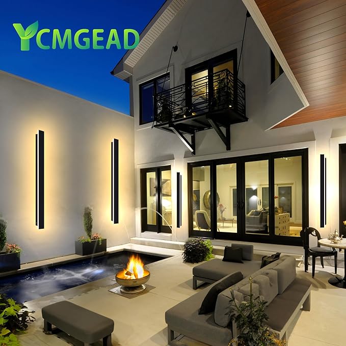 Outdoor Wall Light LED Long Wall Sconce 39.38in Ip65 Waterproof Black Modern - Image 2