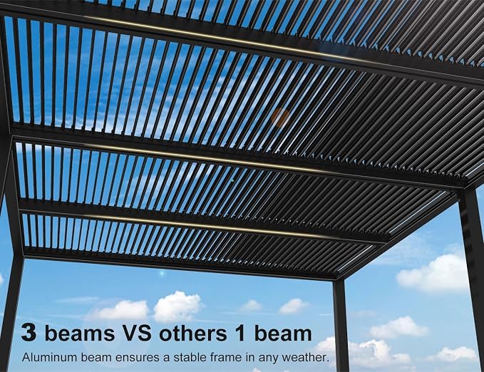 PURPLE LEAF Louvered Pergola 94AS 12' x 20' Outdoor Aluminum Pergola - Image 8