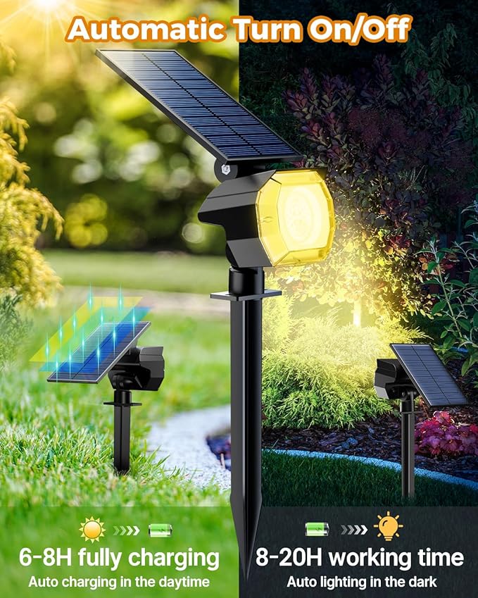btfarm 2 Pack Solar Spot Lights Outdoor Waterproof IP65, 52 LED Landscape - Image 4