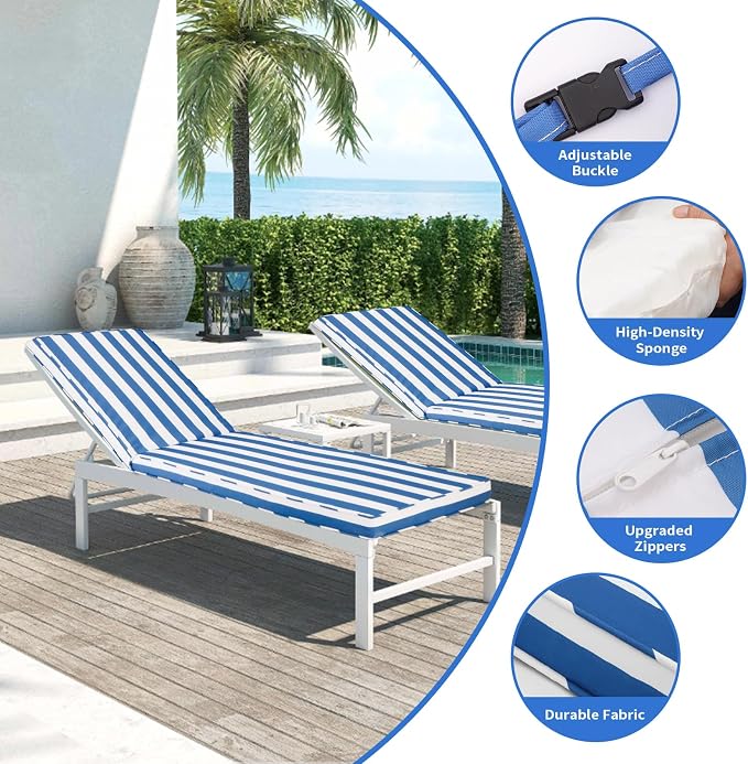 Outdoor Chaise Lounge Cushions for Patio, Waterproof Replacement Seat Pads for - Image 5