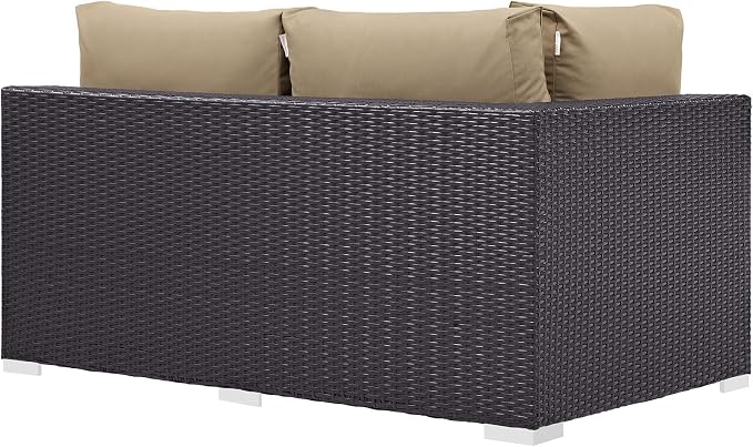 Modway Convene Wicker Rattan Outdoor Patio Left Arm Loveseat in Espresso Mocha - Image 3
