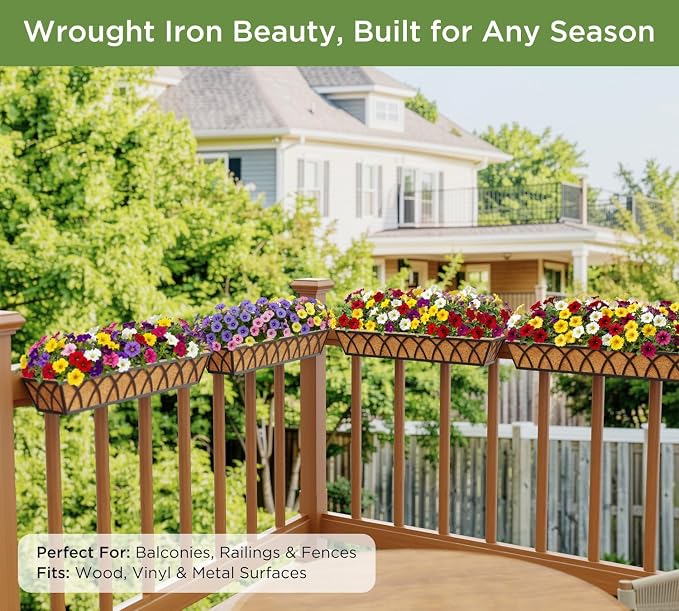 HFHOME 2 Pcs 30" Window Box Deck Railing Planter - Image 6