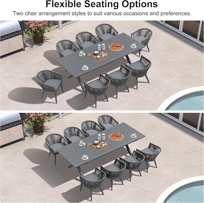 PURPLE LEAF 9 Piece Longer Outdoor Dining Set - Image 5