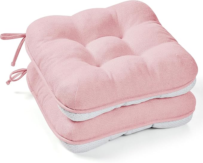 BETU Pink Chair Cushions for Dining Chairs Set of 2, 3.5" Thick Kitchen Table by BETU
