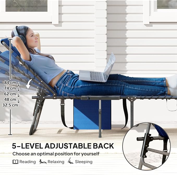 Outsunny Folding Chaise Lounge Chair Outdoor Tanning Chair - Image 4