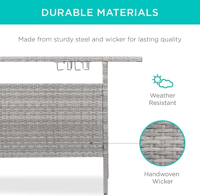 Best Choice Products Outdoor Patio Wicker Bar Counter Table Backyard Furniture - Image 3