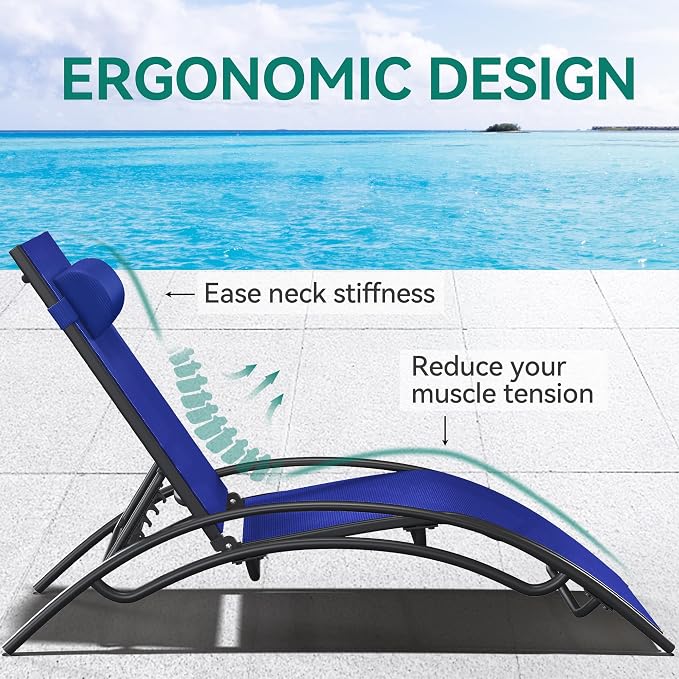 YITAHOME Outdoor Chaise Lounge Chair Set of 3, Pool Lounge Chairs - Image 7