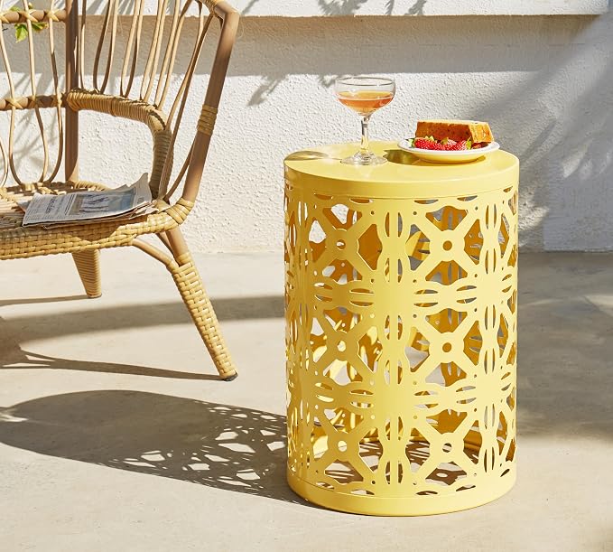 HFHOME Set of 3 Metal Outdoor Side Table, Nesting Round Coffee Table - Image 8