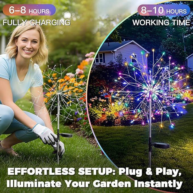 suddus Solar Garden Lights Outdoor Waterproof, Upgrade 2 Pack 150LED Solar - Image 4