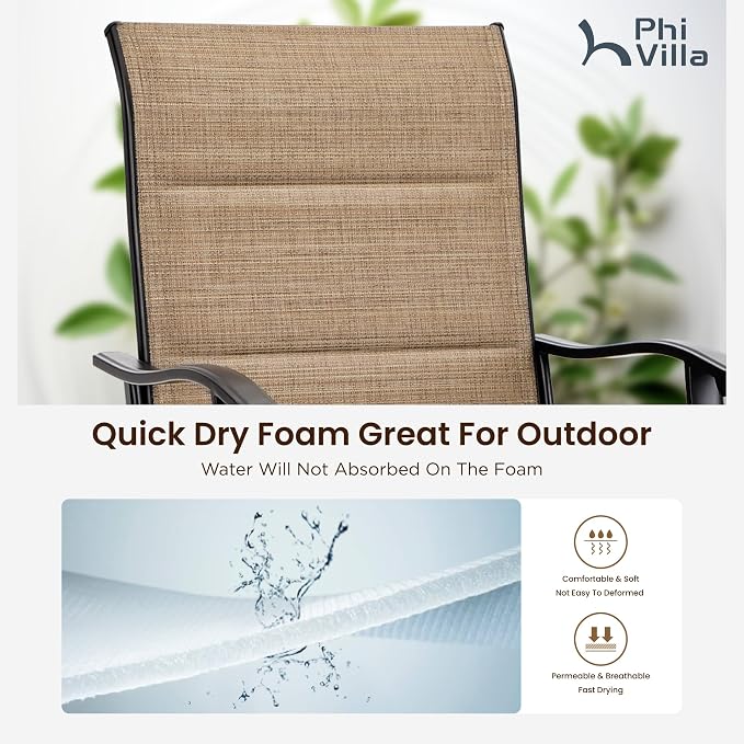 PHI VILLA Outdoor Swivel Bar Stools Set of 2, High Top Patio Chairs - Image 7