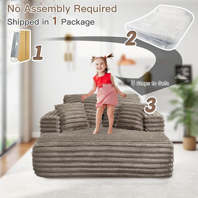 56" Oversized Chaise Lounge Chair Indoor, Plush Faux Fur Sleeper Sofa Couch Bed - Image 8
