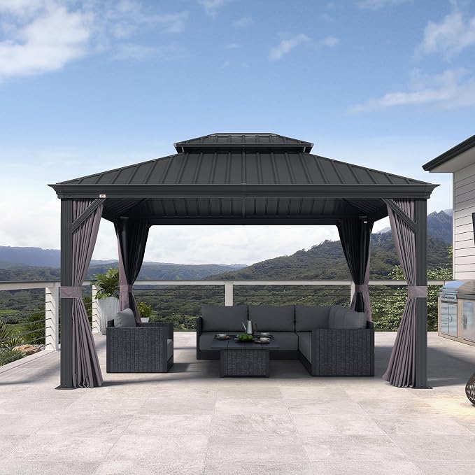 PURPLE LEAF 11 X 13' Permanent Hardtop Gazebo Aluminum Gazebo - Image 2