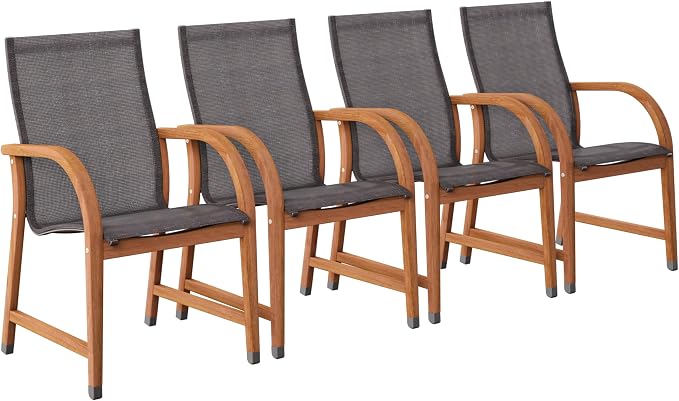 Amazonia Bahamas 5-Piece Patio Round Dining Table Set | Eucalyptus Wood | Ideal - Image 5