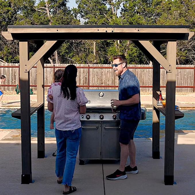 CHARMELEON Grill Gazebo 6 x 8 FT, Cedar Wood BBQ Gazebo - Image 3