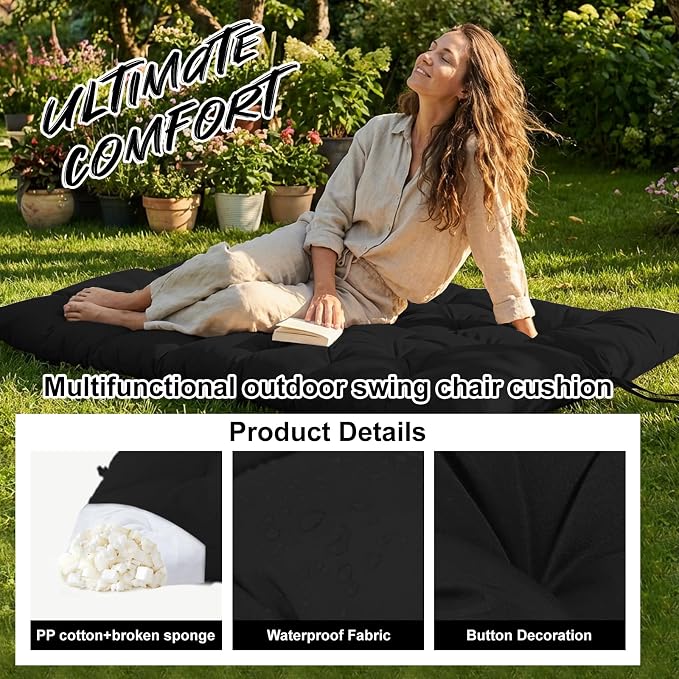 Waterproof Porch Swing Cushion Replacement, 2–3 Seat Swing Seat Cushion - Image 3