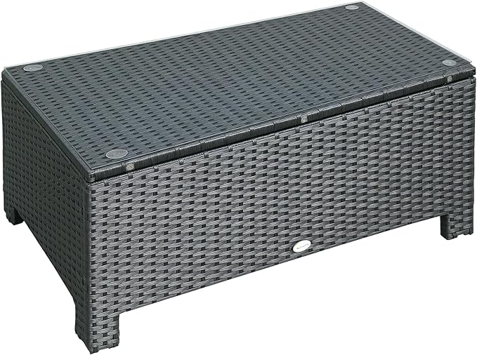 Outsunny Patio Furniture, Wicker Coffee Table, Hand-Woven PE Rattan Side Table by Outsunny