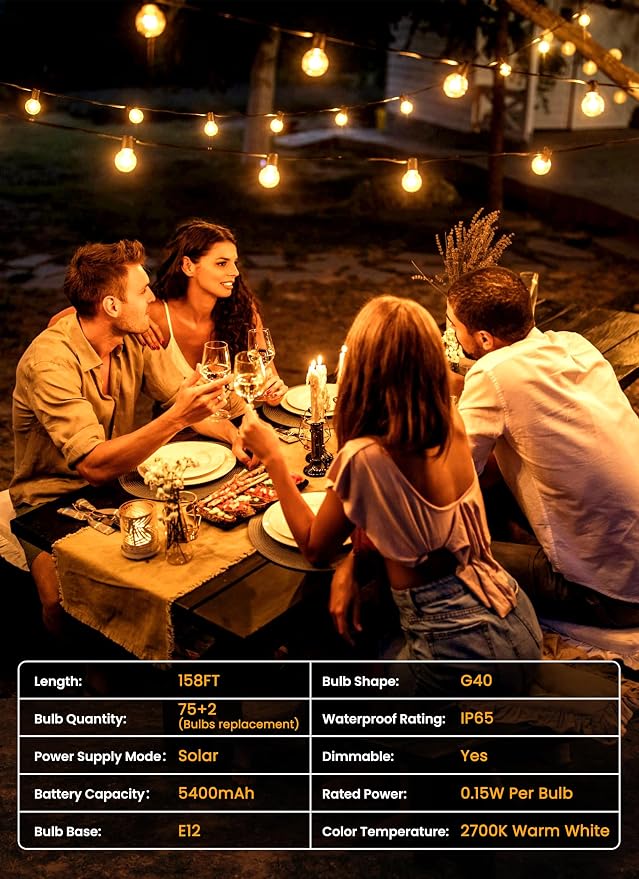 Brightown 158FT Solar String Lights Outdoor - Image 6