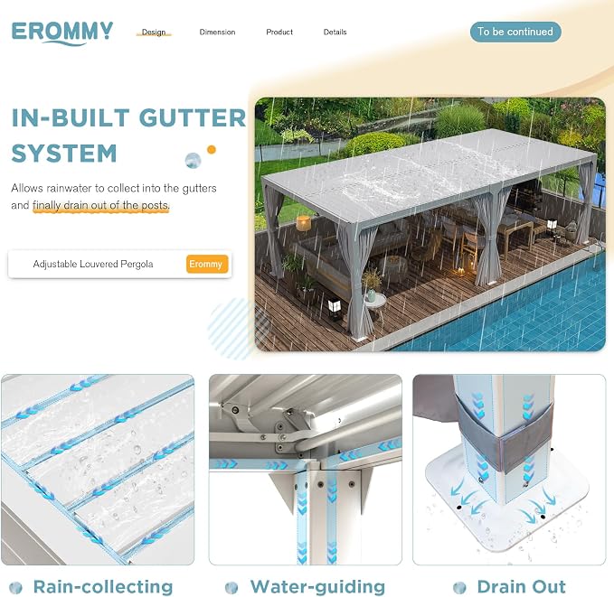 EROMMY Louvered Pergola 12' x 20' Outdoor Hard Top Pergola - Image 3