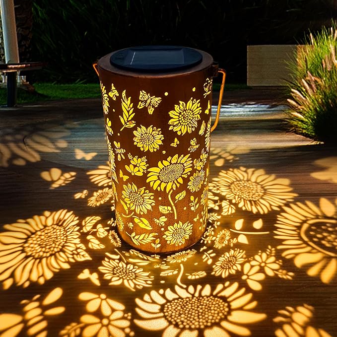 Birthday Gifts for Women Mom Grandma, Sunflower Solar Lanterns Outdoor by ANYTALK